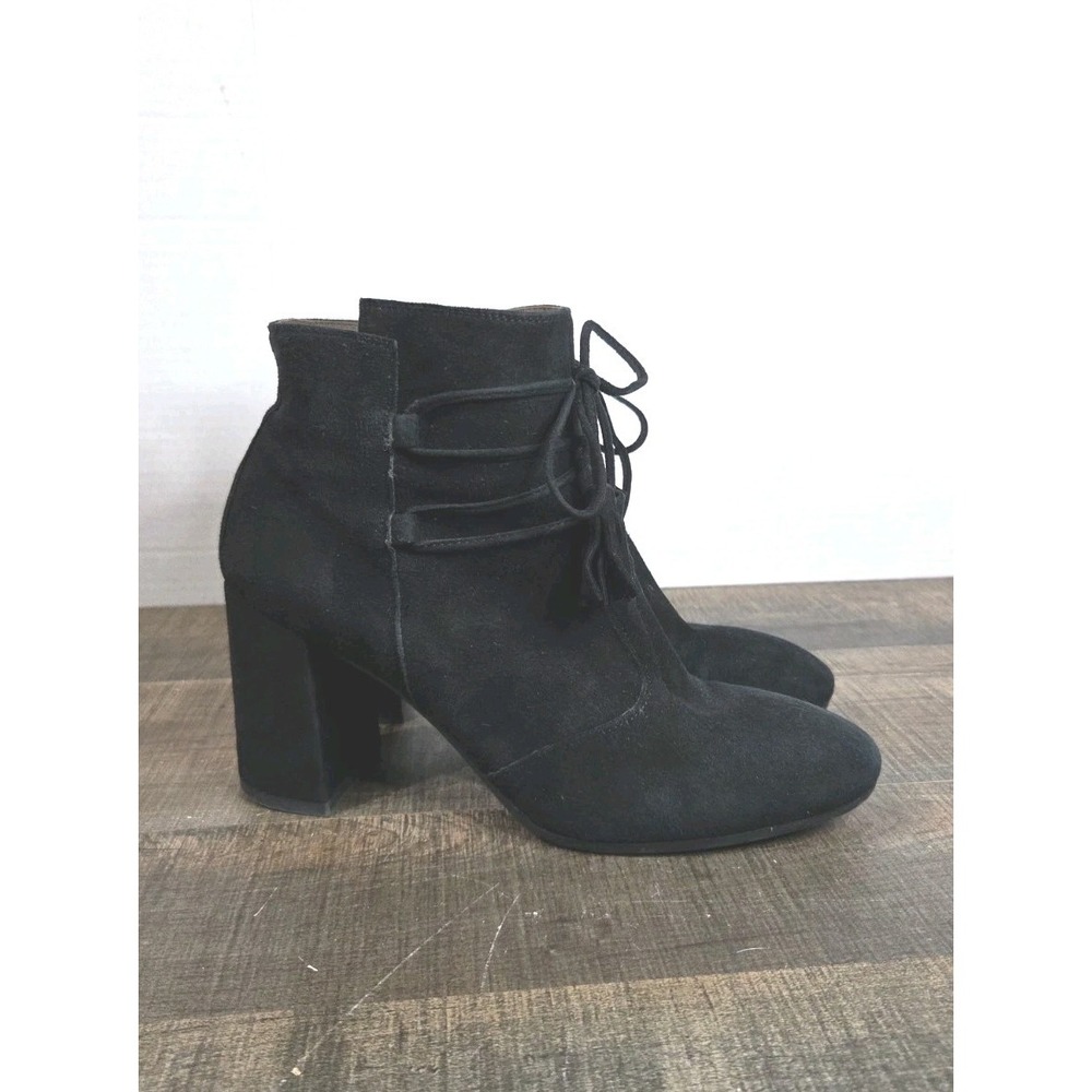 Nero Giardini Black Suede Ankle Boots Block Heel Made in Italy Size 38 US 8